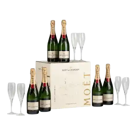 Moet & Chandon Imperial Box Set (with 6 bottles + 6 Glasses)